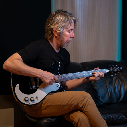 Producer Luke Beaulac and his Danelectro