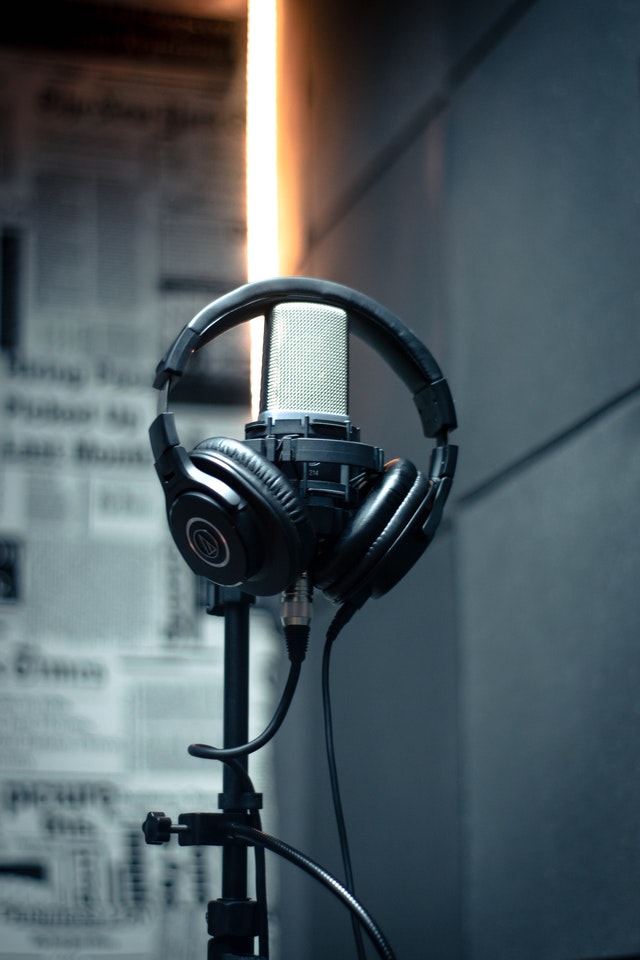 Photo of headphones on mic