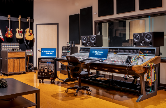 Our recording studio's view to the live room